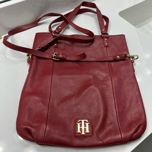 Tommy Hilfiger Red 100% Leather Tote/Crossbody bag